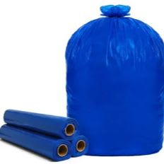 Blue 55-gallon BIG Ol' Blue trash bags on a roll